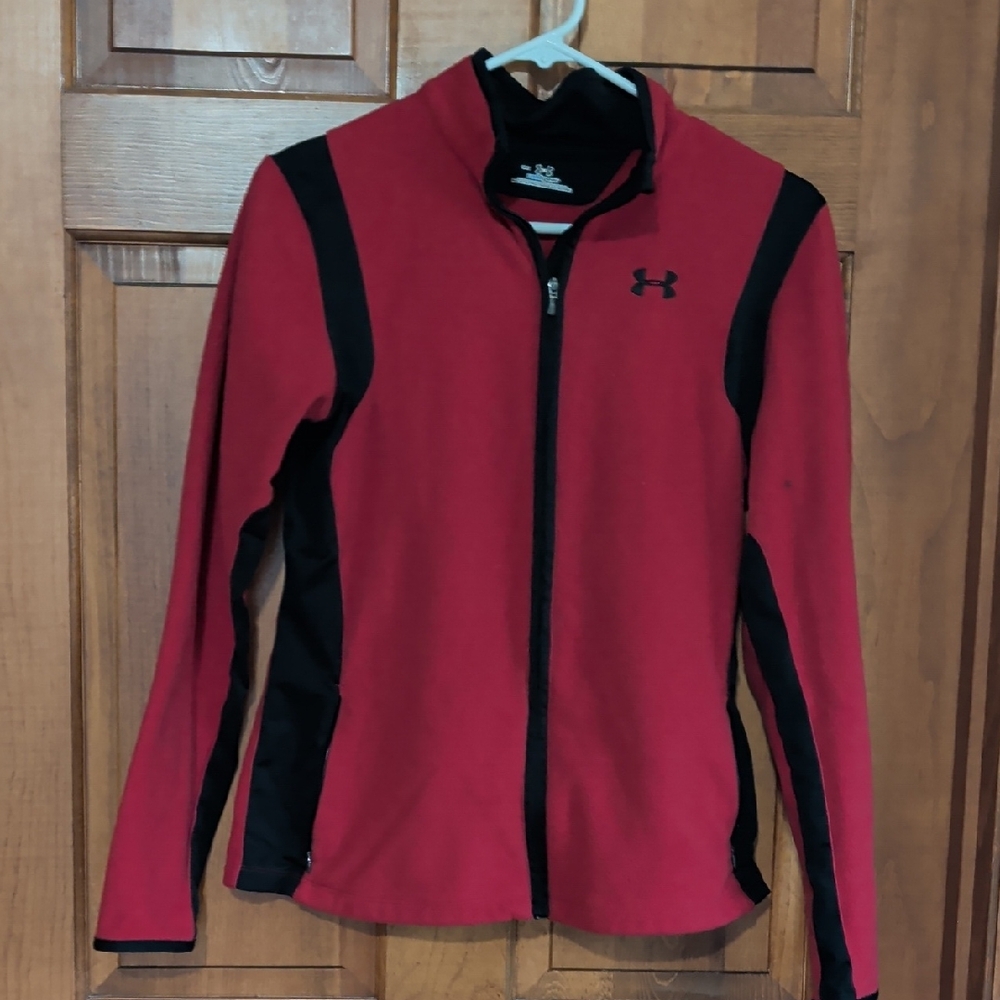 Under Armour Red and Black Full-Zip Bomber Jacket